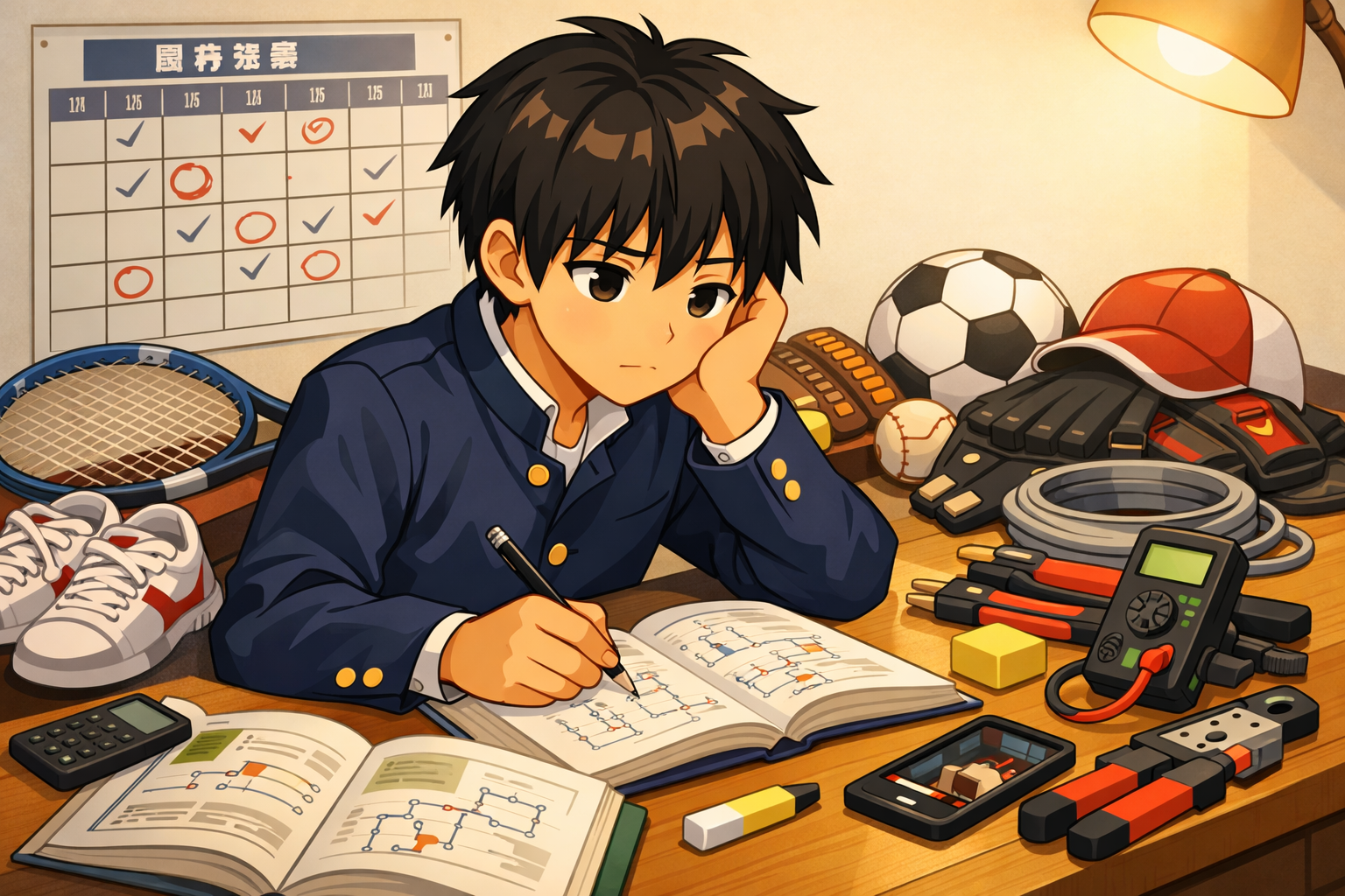 部活・学校・資格試験を同時にこなす中学生